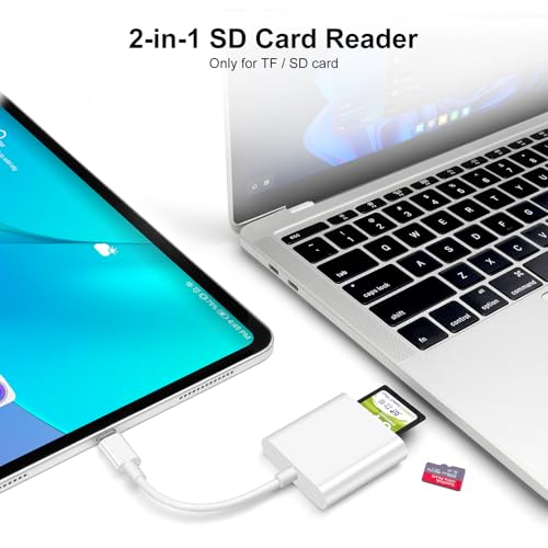 USB C SD/TF Card Reader, High-Speed USB-C Memory Card Reader Micro SD Card Adapter for SD SDHC SDXC Micro SD Micro SDHC Micro SDXC, Compatible with iPhone 15, MacBook Pro Air, Galaxy S24 Ultra - size: 2in1-Card-Reader-White