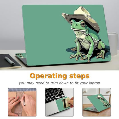Universal Laptop Skin Sticker with 2 Wrist Pad Decals, 3-Piece Removable Vinyl Laptop Cover, Green Frog Waterproof Anti-Scratch, Easy-Trim Fit for 13.3" 14" 15.6" Laptops - color: Green Frog