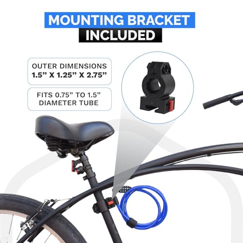 Anti-Theft Security Cable Lock, Blue, 2ft, Combination Lock, Weather Resistant, Portable | Weatherproof, Vinyl Coated, 10mm Security Cable, Mounting Bracket, Portable, Anti-Theft, Keyless, Bikes, Bicycles, Scooters - size: 2ft