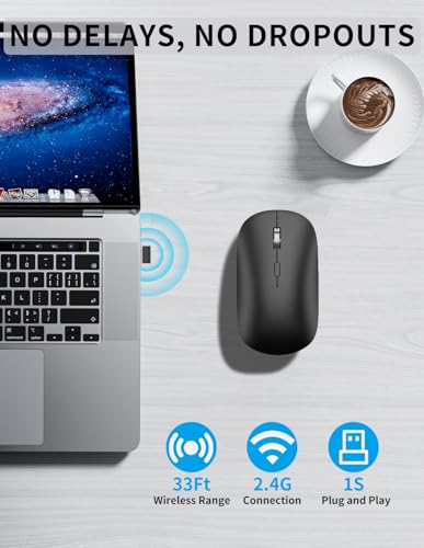 2.4G Silent Lightweight Portable Wireless Mouse Black | Optical 2400 DPI with USB receiver, quiet click, compatible with Laptop, PC, MacBook & Chromebook - color: M280-Black
