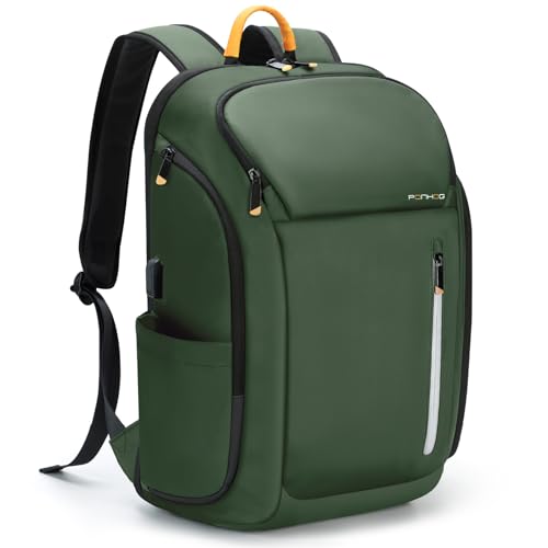 Ponhog 17 Inch Laptop Backpack for Men Green | Business Travel Anti-Theft Backpack with USB Charging Port, Water Resistant Computer Bag for Work College Weekender - color: D-green, size: 17 Inch