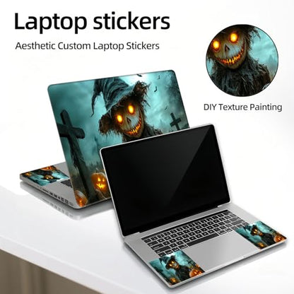 Universal Laptop Skin Sticker Decal, 12"-15.6" Aesthetic Vinyl Wrap, Halloween Scarecrow Waterproof Notebook Cover Art Protector for MacBook HP Dell Lenovo, Fits 13" 14" 15" 15.6" - color: Halloween Scarecrow