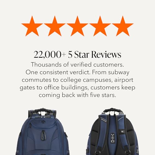 SWISSGEAR 1900 ScanSmart Laptop Backpack, Fits Most 17-Inch Laptops, TSA-Friendly Lay-Flat Design, RFID Protection, and Tablet Pocket, Black, 31L, 18.5-Inch - color: Navy Ballistic