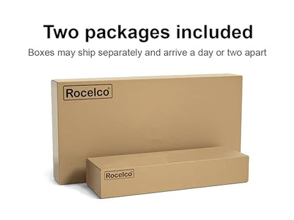 Rocelco 40" Height Adjustable Standing Desk Converter with AC Outlet USB Charger and Dual Monitor Arm Mount - Sit Stand Up Tabletop Riser - Sliding Keyboard Tray - Black (R DADRB-40-ACUSB-DM2) - color: Black Acusb, size: 40", style: Riser+Dual Mount