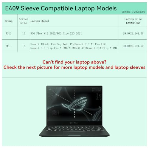 Smatree Elite Laptop Sleeve for 13.4 inch ASUS ROG Flow X13/MSI Summit E13 | for 13.4 inch ASUS ROG Flow X13 2022/2021,MSI Summit E13 Flip Evo/E13 Flip,Protective Laptop Case with Pocket(E409) - size: 13 inch/E409/Size: 31.2*23.2cm