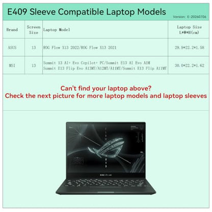 Smatree Elite Laptop Sleeve for 13.4 inch ASUS ROG Flow X13/MSI Summit E13 | for 13.4 inch ASUS ROG Flow X13 2022/2021,MSI Summit E13 Flip Evo/E13 Flip,Protective Laptop Case with Pocket(E409) - size: 13 inch/E409/Size: 31.2*23.2cm