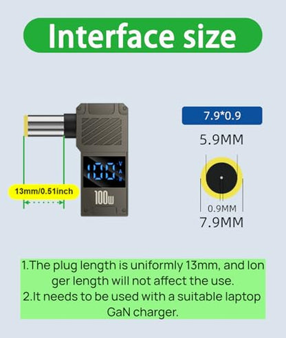USB C to DC Adapter Cable, 7.9 * 0.9mm for Lenovo IBM | GaN Charger Adapter, Compatible with Lenovo IBM Laptops, Travel Plug Adapter - size: 7.9 * 0.9mm IBM