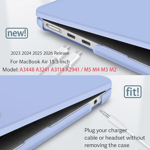 May Chen for 2026 MacBook Air 15 inch Case 2025 2024 2023 A3448 M5 A3241 M4 A3114 M3 A2941 M2 with Liquid Retina Display & Touch ID, Plastic Hard Shell with Keyboard Cover - Serenity Blue - color: Matte Serenity Blue