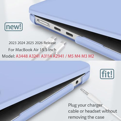 May Chen for 2026 MacBook Air 15 inch Case 2025 2024 2023 A3448 M5 A3241 M4 A3114 M3 A2941 M2 with Liquid Retina Display & Touch ID, Plastic Hard Shell with Keyboard Cover - Serenity Blue - color: Matte Serenity Blue