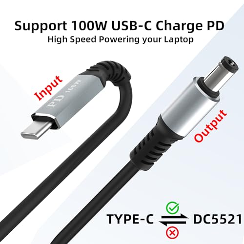 HIEbee USB C to DC 5.5mm x 2.1mm Power Cable, USB C Input to DC 20V Output Charging Cable, Used in Conjunction with PD Charger and PD Mobile Power Bank, with a Maximum Output of DC 20V 5A(6.6ft) - size: 6.6FT