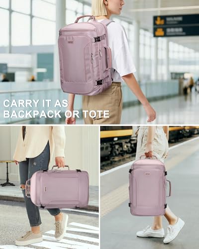 Travel Backpack Carry On Everyday Laptop Backpack Fits 16" Laptop | Flight Approved Luggage Backpack for Men Women, Suitcase-Style Main Pocket, Laptop Compartment, USB Port, for Travel, Daily - color: Ashen Purple