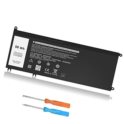 56WH 33YDH Laptop Battery Replacement for Dell Inspiron 17 7000 7786 7779 7773 7778 G3 3579 3779 G5 5587 G7 7588 15 7577 Latitude 13 3380 14 3490 15 3590 3580 99NF2 P72F P30E 81PF3 P30E001 - size: 9.53*4.4*0.23inch 33YDH