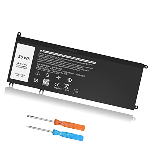 56WH 33YDH Laptop Battery Replacement for Dell Inspiron 17 7000 7786 7779 7773 7778 G3 3579 3779 G5 5587 G7 7588 15 7577 Latitude 13 3380 14 3490 15 3590 3580 99NF2 P72F P30E 81PF3 P30E001 - size: 9.53*4.4*0.23inch 33YDH