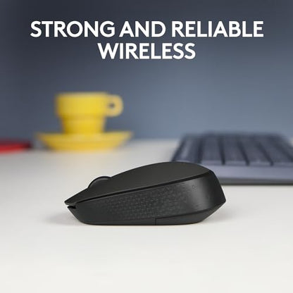 Logitech M170 Compact Ambidextrous 2.4 GHz Wireless Mouse - Black | Ambidextrous mouse with 2.4 GHz USB-A Nano Receiver, Optical Tracking, 12-Months Battery Life, PC, Mac, Laptop compatible - color: Black