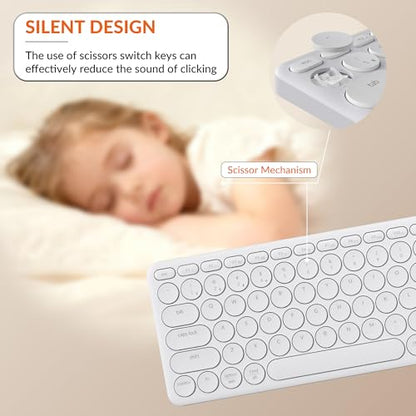 Keychron B4 Pro Ultra-Slim 96% Wireless Keyboard, Bluetooth/2.4 GHz/Wired Connection Keyboard with Numpad, Launcher, Up to 300 Hours Battery Compatible with Mac Windows Linux - Ivory White - color: Ivory White