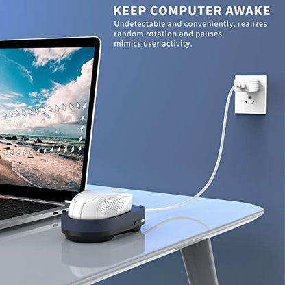 Mouse Jiggler, Undetectable Mouse Mover Device Wiggler Shaker with Drive Free USB Cable and 5V1A Adapter, Moves Mouse Automatically, Keep PC Screen Active, Blue
