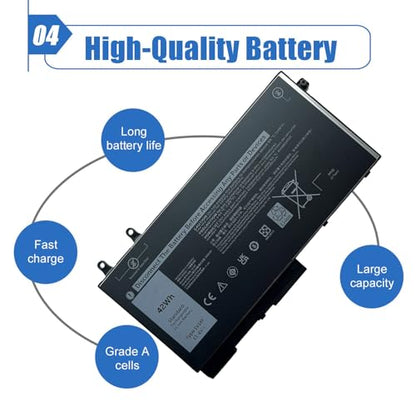 1V1XF Laptop Battery Compatible with Dell Latitude 5400 5410 5500 5510 Precision 3540 3550 Inspiron 7590 7591 7791 2-in-1 Series Notebook 01V1XF XV8CJ R8D7N 4GVMP 11.4V 42Wh/3500mAh 3-Cell