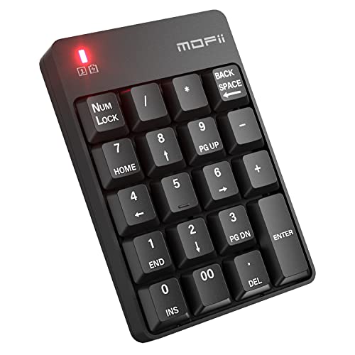 MOFII Number Pad - Black Wireless Bluetooth 5.1 Numeric Keypad Silent 19 Keys USB Keypads, Portable Financial Accounting Numpad 10 Key for Laptop/Notebook/Surface Pro/PC - color: Black-C