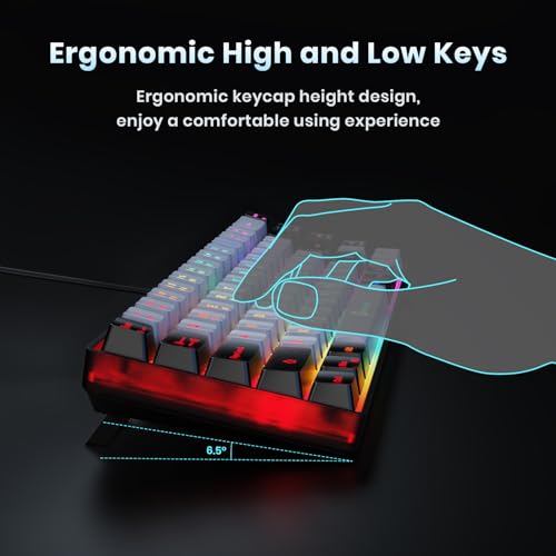 GEODMAER 65% Gaming Keyboard, Wired Backlit Mini Keyboard, Ultra-Compact Anti-Ghosting No-Conflict 68 Keys Membrane Gaming Wired Keyboard for PC Laptop Windows Gamer - color: Grey-Black