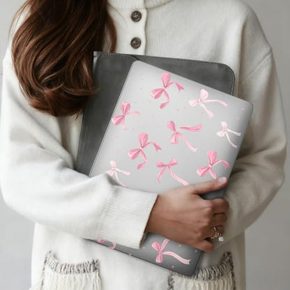 for MacBook Air 13.6 Inch Case M5/M4/M3/M2 2026-2022 Release A3449 A3240 A3113 A2681 Pink Bow Cute Design Crystal Clear Girly Case Laptop Protective Hard Shell Cover - color: Pink Bow