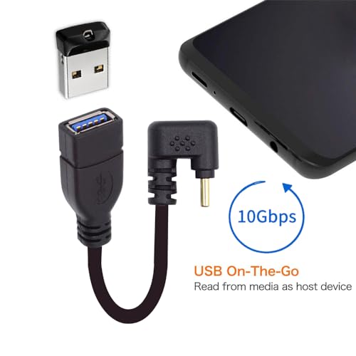 USB-C USB 3.1 Type-C Male to USB 3.0-A Female 10Gbps OTG Data Power Cable Opposite U Shape Back Angled - style: U Shape Back Cable