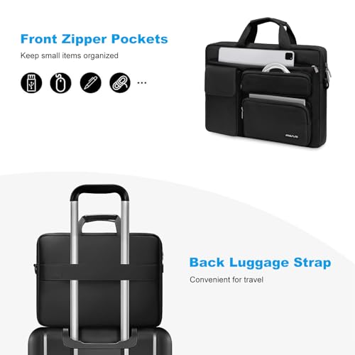 MOSISO Laptop Shoulder Bag 16 inch, 15-15.6 inch Computer Bag | Compatible with MacBook Pro 16 inch, HP, Dell, Lenovo with 2 Raised&1 Flapover&1 Horizontal Pocket&Handle&Belt, Black - color: Black, size: 16 inch