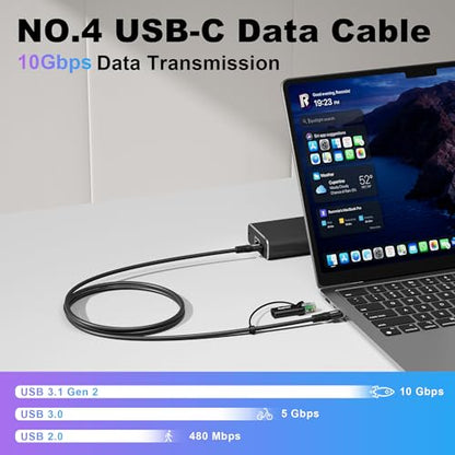 USB C to Ethernet Cable 10FT, 2-IN-1 USB C to RJ45 Adapter (1Gbsp Ethernet) & USB C Cable (10G/4K/100W), Thunderbolt 4/5 Compatible, Ideal for MacBook, iPad Pro, XPS, Surface Pro, Essential for Travel - size: 10 FT
