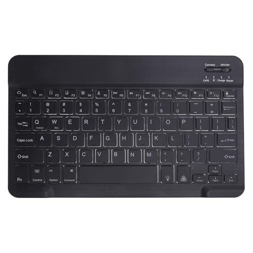 Portable Keyboard Wireless Rechargeable Ultra Slim Ergonomic Keyboard with RGB Backlit for Win Tablet Phone Laptop (Black) - color: Black