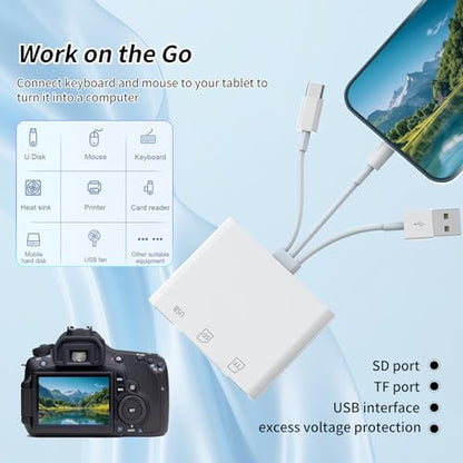 SD Card Reader for iPhone Sd Card Reader,USB-C&USB-A 3 in 3 Memory Card Reader, USB Sd Card Reader for iPhone 16/15/14/13, Ipad, Pc, Android, USB Support Sd/Xd/Ms/Tf Digital Camera Adapter. - size: 3IN3 SD Card Reader