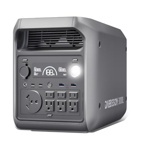 DABBSSON Portable Power Station 3000L, 3072Wh Semi-Solid LiFePO4 Battery, 3000W AC Output 6, 3600W Power Boost, Fast Charge, Solar Generator for Home Backup, Camping & RVs (Solar Panel Optional) - style: 3000L