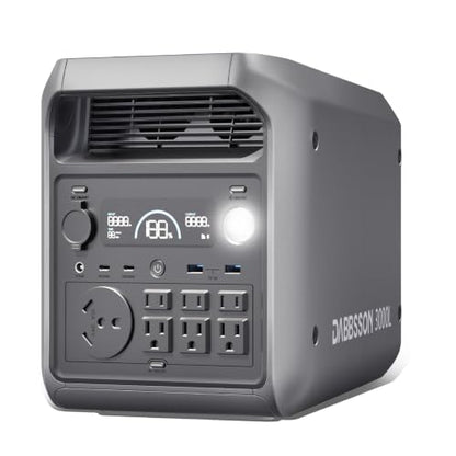 DABBSSON Portable Power Station 3000L, 3072Wh Semi-Solid LiFePO4 Battery, 3000W AC Output 6, 3600W Power Boost, Fast Charge, Solar Generator for Home Backup, Camping & RVs (Solar Panel Optional) - style: 3000L
