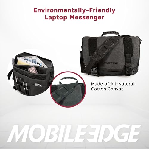 Mobile Edge Laptop Eco Messenger Eco-Friendly, 17.3 Inch Cotton Canvas, Charcoal for Men, Women, Business, MECME5, Ash - color: Ash