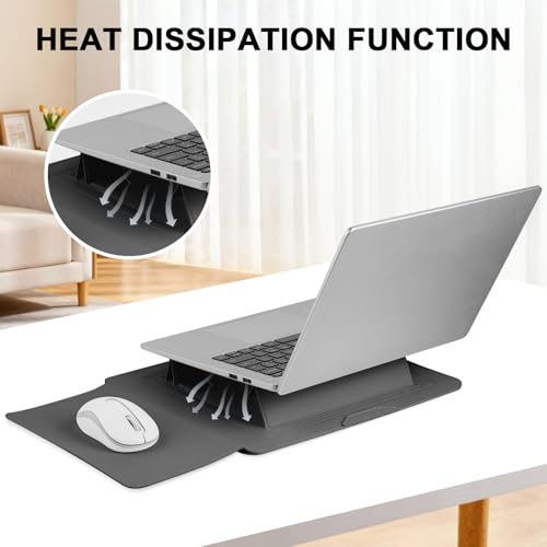 HoYiXi 15.6" Laptop Sleeve Case PU Leather with Stand Compatible with MacBook Pro 16/15.4'' MacBook Pro 15, Mac Air 15/ Dell, Matebook,Asus,15-16'' Laptop Bag,(Patent Pending),Gray - color: Gray, size: 15.6'' /15-16 Inch Laptop