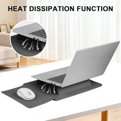HoYiXi 15.6" Laptop Sleeve Case PU Leather with Stand Compatible with MacBook Pro 16/15.4'' MacBook Pro 15, Mac Air 15/ Dell, Matebook,Asus,15-16'' Laptop Bag,(Patent Pending),Gray - color: Gray, size: 15.6'' /15-16 Inch Laptop