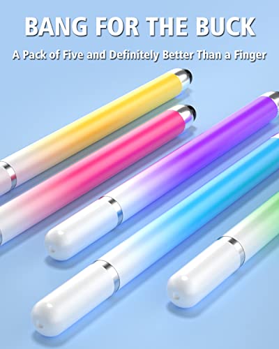 Stylus Pen for Touchscreen, 2 in 1 Stylists Pens Compatible with iPhone iPad & All Touch Screens Devices: Tablets, Android, Laptop, Computer [6 Pack]-Black, Rose Gold, White - size: 6 Pack