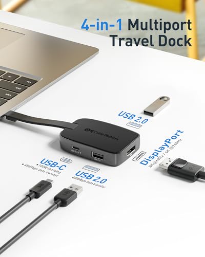 Cable Matters 4K@240Hz USB C to DisplayPort Hub, 100W Charging | DisplayPort 1.4, Foldable, 8K@60Hz HDR, Thunderbolt 4 Compatible, for MacBook/XPS/iPad/iPhone 17/16