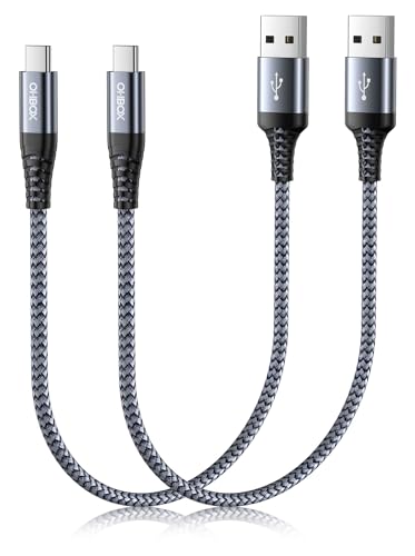 Short USB to USB C Cable Fast Charging 1FT, 2 Pack USB A to USB C Cable for | CarPlay, Durable Braided USB Type C iPhone Charger USBC Cord for iPhone 17/16/15/Pro Max/Plus, Samsung Galaxy S23 and More - color: Grey, size: 1FT, style: USB A to USB C
