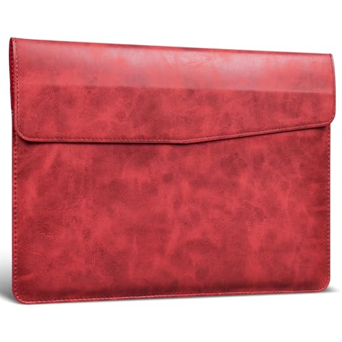 16 Inch Leather Laptop Sleeve Compatible with MacBook Pro 16 Inch M5 M4 M3 M2 M1 Pro/Max＆MacBook Air 15 Inch M5 M4 M3 M2, Genuine Leather Protective Case Cover,Vintage Red - color: Red, size: for MacBook Pro 16"/ Air 15"