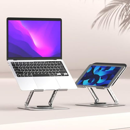 Laptop Bracket Tablet Multifunctional Desktop Lazy 360 Degree Rotation Foldable Stand Ergonomic Adjustable Notebook Holder - color: Gray