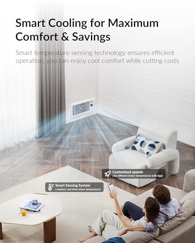 Howeall Super Quiet Register Booster Fan for 4" x 10" Register Holes, Smart Register Vent with Dual Intelligent Thermostat and WIFI App Control, Heating Cooling AC Vent Fan (White) - color: White, size: 4" x 10"