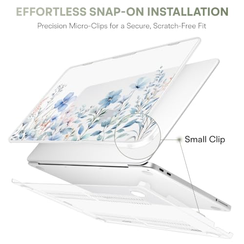 May Chen Compatible with MacBook Neo 13 inch Case 2026 Model A3404, Plastic Hard Shell,Keyboard Cover,Screen Protector,Dust Plug, for MacBook Neo 13" with A18 Pro Chip, Blue Flower - color: Blue Flower