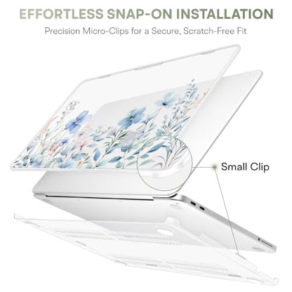 May Chen Compatible with MacBook Neo 13 inch Case 2026 Model A3404, Plastic Hard Shell,Keyboard Cover,Screen Protector,Dust Plug, for MacBook Neo 13" with A18 Pro Chip, Blue Flower - color: Blue Flower