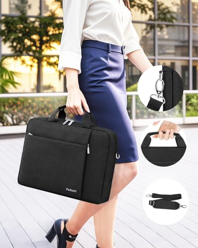 Ferkurn Laptop Bag Case for Women Men Computer Bag Compatible with HP Envy Pavilion Omen/LG Gram/MSI/Dell Inspiron XPS/Lenovo/Acer, Shoulder Strap Carrying Messenger Briefcase, Black, 14 Inch - color: Black, size: 14 inch