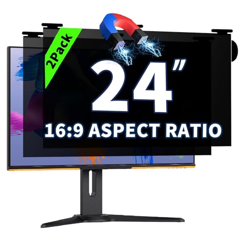 2 Pack Magnetic Hanging Computer Privacy Screen for 24 ''16:9 Aspect Ratio | Removable Protector Film; Anti Glare/Blue Light; Anti-Scratch 24 in Computer Privacy Shield Suitable for Daily Activities - color: 2 Pack Magnetic Hanging 24 Inch for 16:9