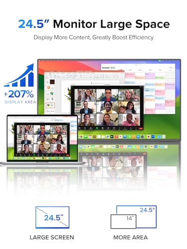 UPERFECT QLED Portable Monitor Touchscreen 24.5'' 165Hz Gaming Monitor 2K 125% sRGB 2000:1, FreeSync 0.1ms, Built-in 180° Adjustable Stand/VESA, USB-C HDMI Second Screen for Laptop PC Game Console - size: 24.5"