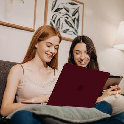 Anban for MacBook Pro 13 inch Case M2/M1 2025 2024 2023 2022-2016, Burgundy | Plastic Laptop Hard Shell Case with Keyboard Cover & Screen Protector, Model A2338 A2251 A2289 A2159 A1989 A1708 A1706 - color: Marsala Red