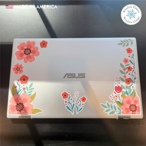 Floral Poppy Laptop Sticker Pack - Flower Stickers Laptop Decal - Vinyl Decal Journal Sticker - Cute Artsy Stickers for Planners - style: Poppy Flower Stickers (Set of 9)