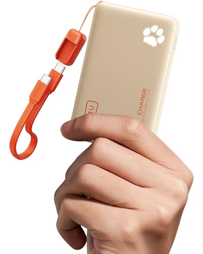 INIU 45W Fast Charging Portable Charger, Smaller 10000mAh Travel Power Bank | Flight-Safe, Detachable USB C Cable, Travel Essential, External Battery Phone Pack for iPhone 17 Samsung S26 iPad etc, Beige - color: Beige