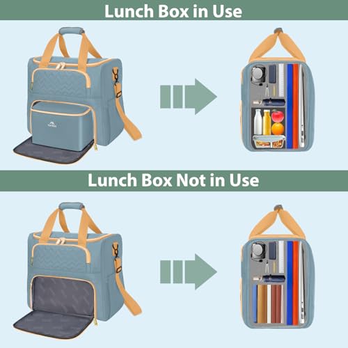 MATEIN Rolling Teacher Tote Bag, 15.6 Inch Rolling Briefcase for Women with Wheels & Detachable Cart, Roller Laptop Bag on Wheels with Insulated Lunch Box for College Business Office, Blue - color: Blue