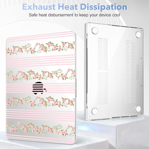 May Chen for 2026 MacBook Pro 14-inch M5 M4 M3 M2 M1 Pro/Max Chip, Release 2026 2025-2021, Model A3427 A3426 A3434 A3112 A3401 A3185, Plastic Hard Shell with Keyboard Cover, Flora l& Stripes - color: Flora l& stripes.